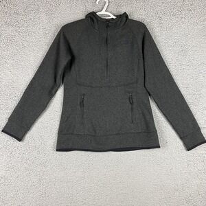 The North Face‎ Womens Sweater Gray Small 1/2 Zip Fleece Hooded Pockets Casual